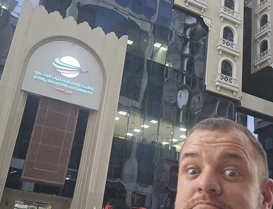 Franz Smit outside the Qatar Civil Aviation Authority building in Doha